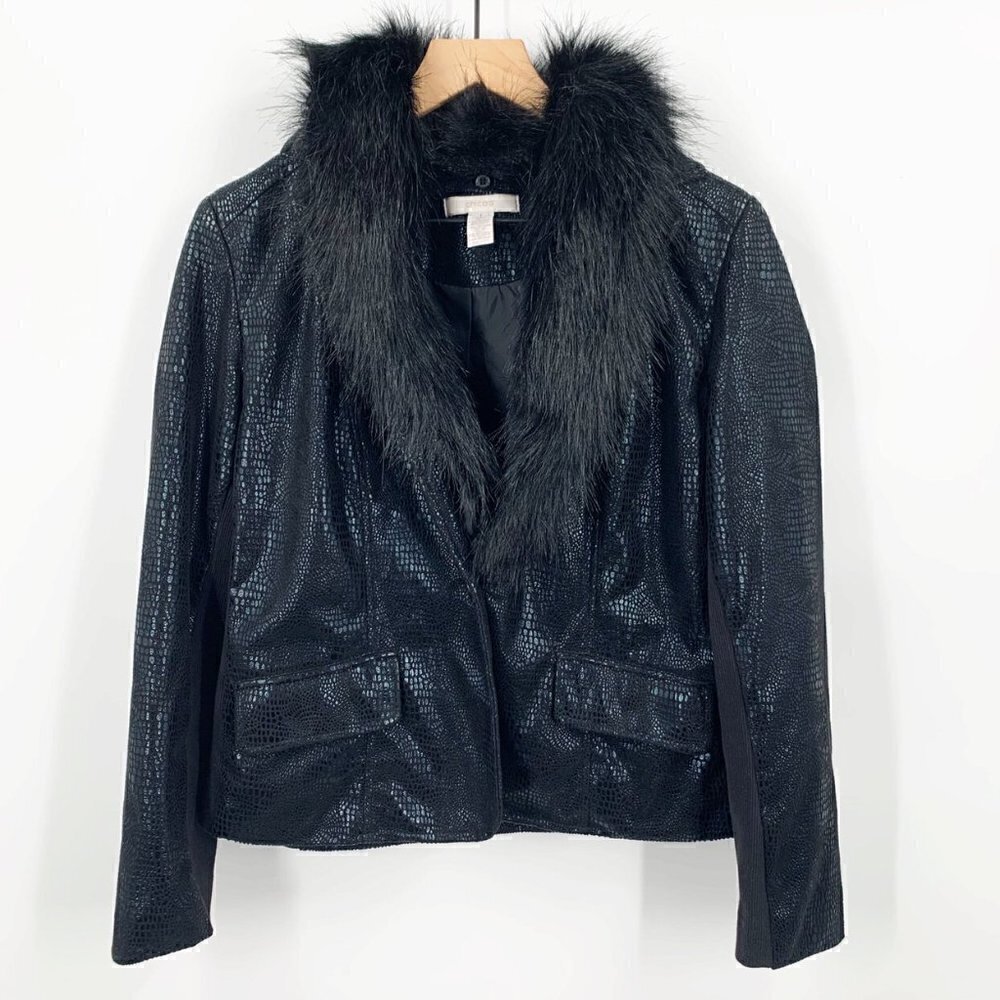 Chicos Faux Leather Shine Blazer